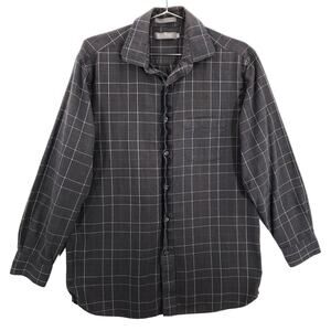 Daniel Cremieux Shirt Mens Medium Gray Multicolor Check Long Sleeve Button Up